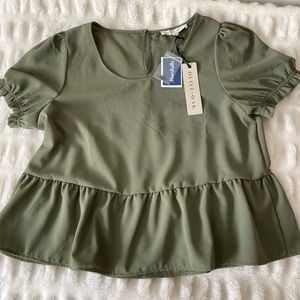 Olive and oak Peplum blouse